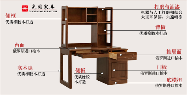 轉角實木書桌布局更合理，實木書桌才是孩子需要的